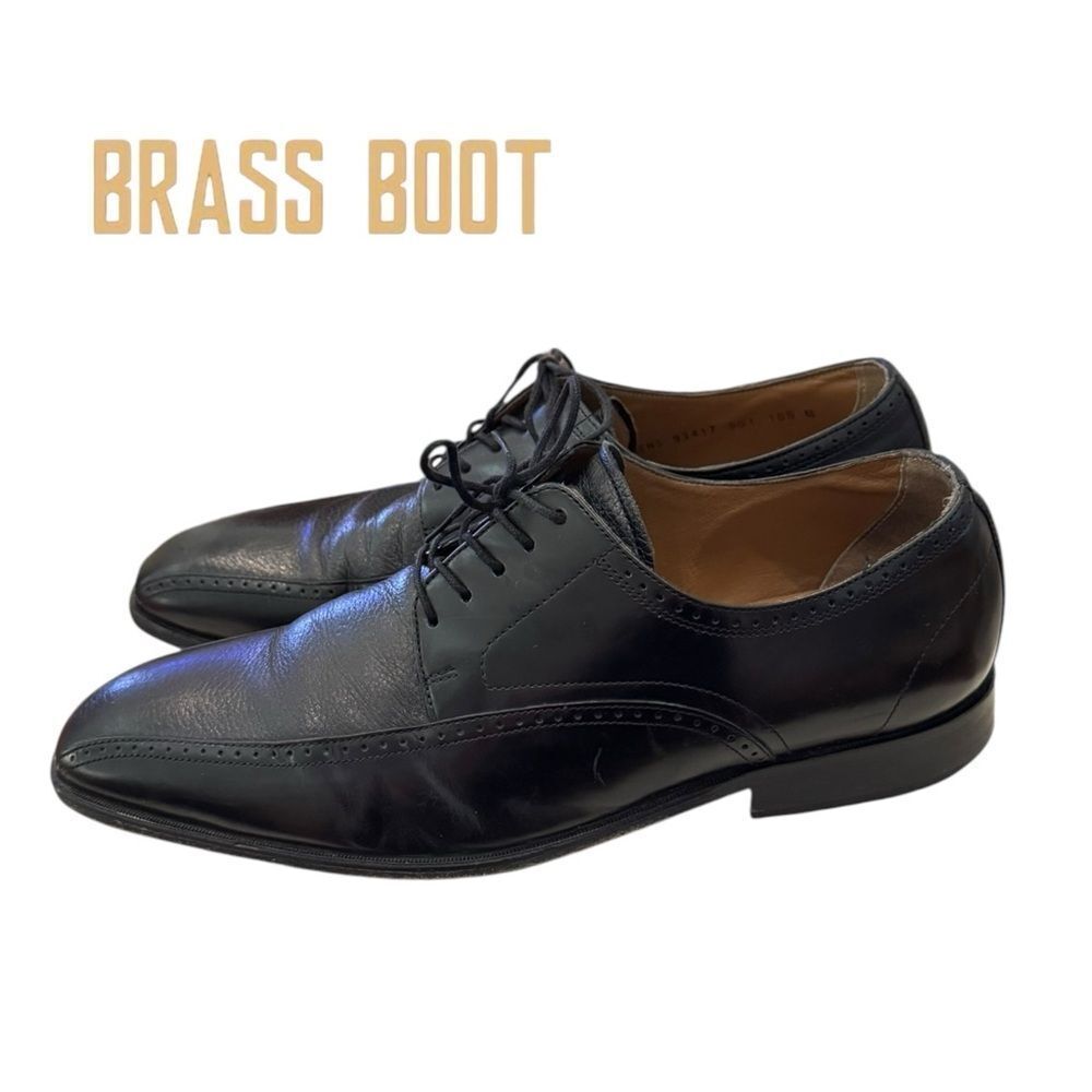 Brass Boot Walking Gloves Men's Black Leather Oxford Dress Shoes 10.5